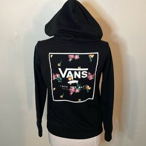 Vans Box Logo Women's "Off the Wall" Black Hoodie Pullover Sweatshirt Size XS